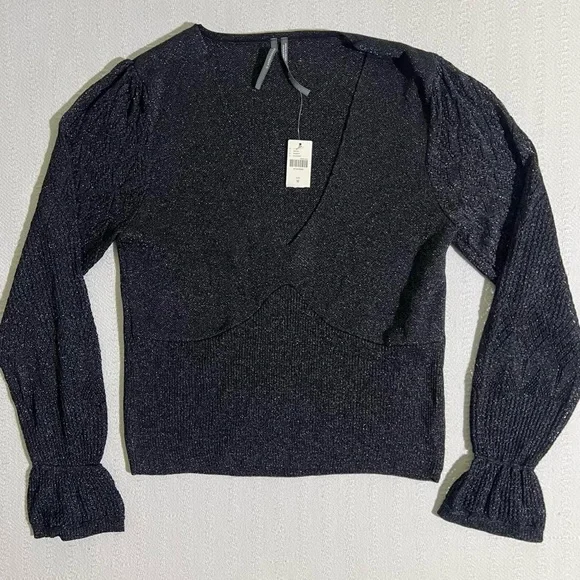 Anthropologie Womens V Neck Top Size M Long Sleeve Witchy Going Out NWT - Picture 1 of 6
